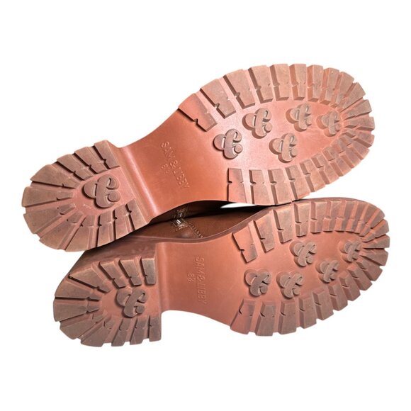 Sam & Libby Cognac Boots 8.5 Floral Buckle - Picture 9 of 13
